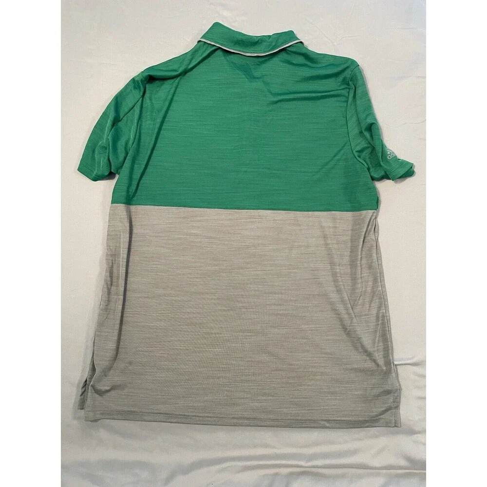 Adidas Polo Shirt Men Size XL Green Gray Color Block Short Sleeve Golf